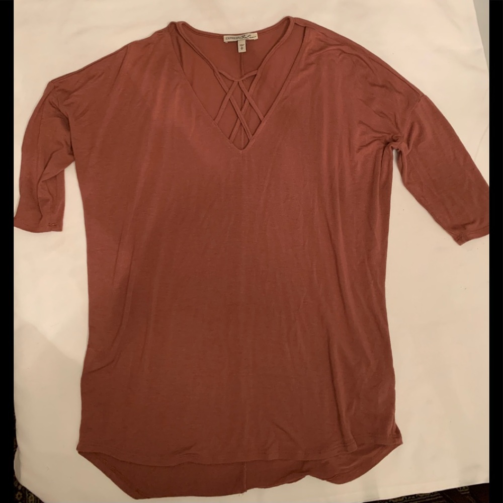 Express One Eleven Criss Crossed Tee